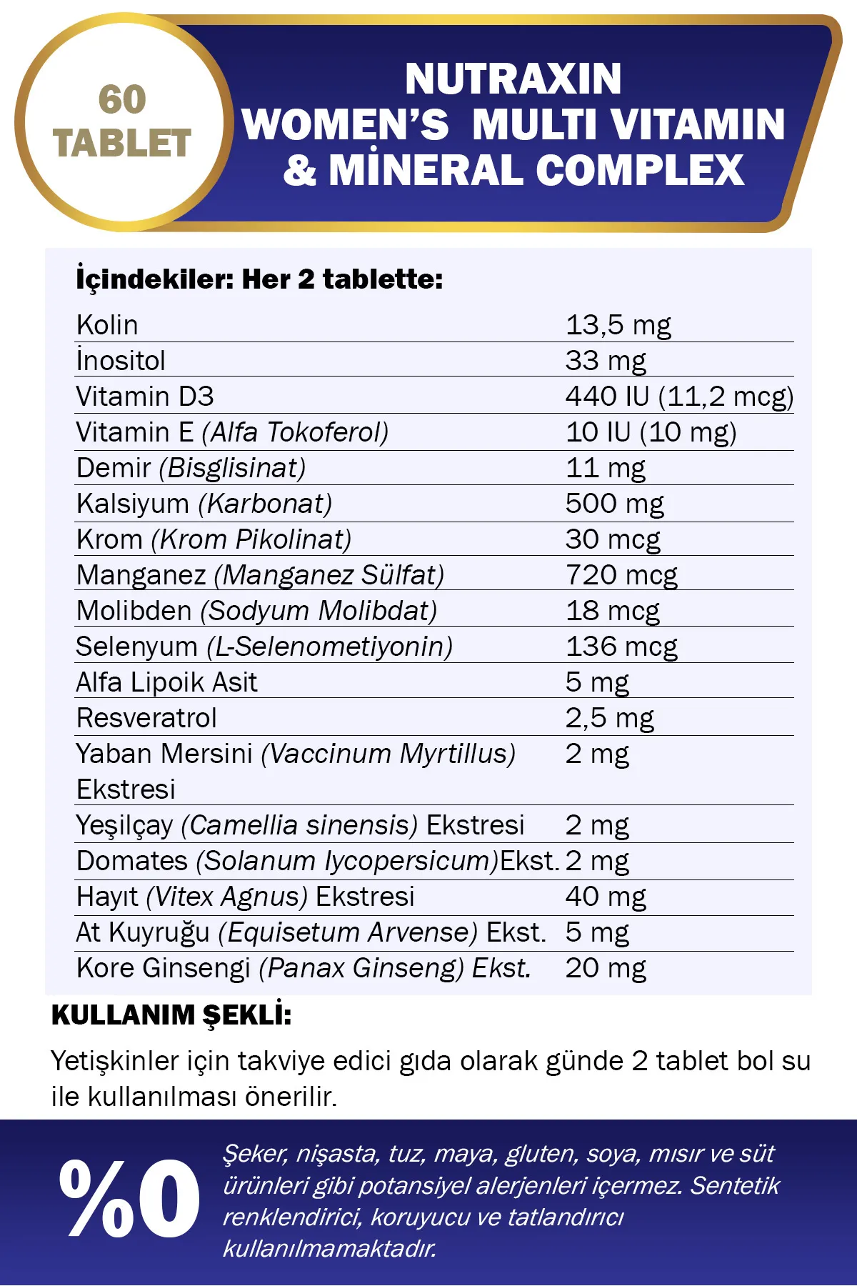 Nutraxin Multivitamin & Mineral Complex Women 60 Tablet