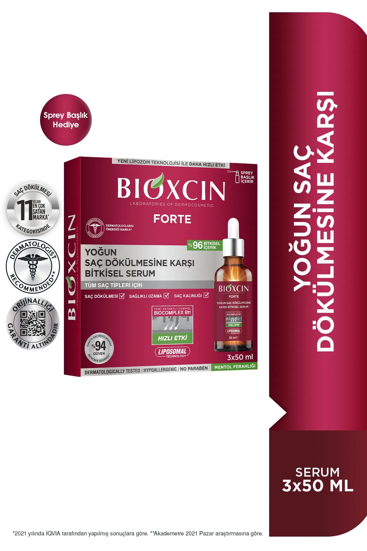 Bioxcin Forte Yoğun Saç Dökülmesine Karşı Bitkisel Saç Serumu 3 X 50 Ml Lipozom Teknolojisi 