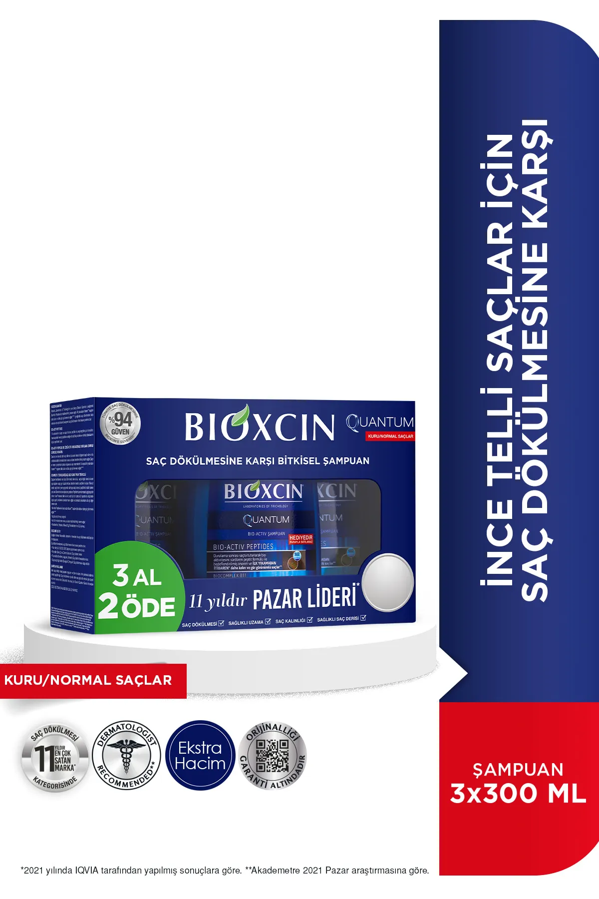 Bioxcin Quantum Kuru & Normal Saçlar İçin Şampuan 3 Al 2 Öde