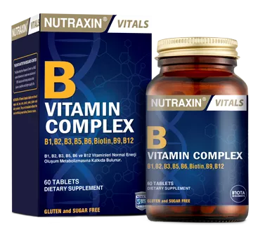 Nutraxin B Complex Vitamin 60 Tablet B1, B2, B3, B5, B6, B12